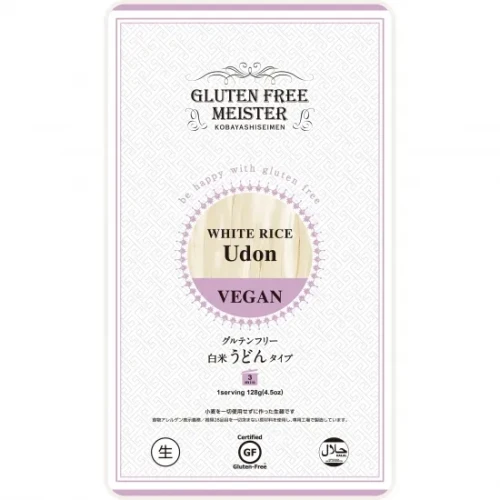 Kobayashi bezglutenowy świeży makaron udon z białego ryżu, 128g | JaponiaCentralna.pl