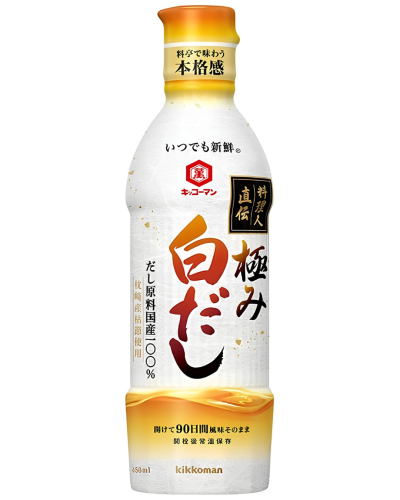 Kikkoman Świeży Biały sos sojowy z bulionem Dashi - z katsuobushi i kombu, 450ml   |   JaponiaCentralna.pl