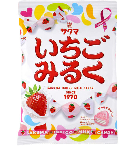Sakuma Ichigo Milk cukierki truskawkowo-mleczne, 83 g | JaponiaCentralna.pl