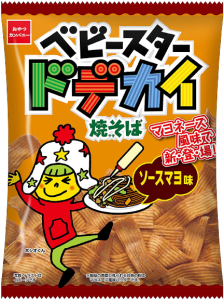 Oyatsu Babystar Dodekai mayonnaise Yakisoba flavoured snack, 73g