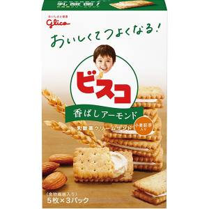 Glico Bisco wheat biscuits with almond filling, 64 g