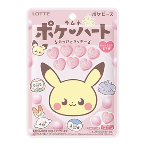 Lotte Pokémon Poke Hearts cukierki ramune o smaku truskawkowym, 40g | sklep JaponiaCentralna.pl