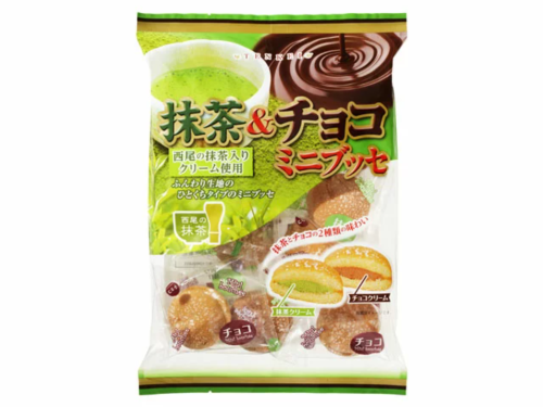 Tenkei Seika ciasteczka mini Bouchee z nadzieniem o smaku matchy i czekolady, 140g | Japonia Centralna.pl
