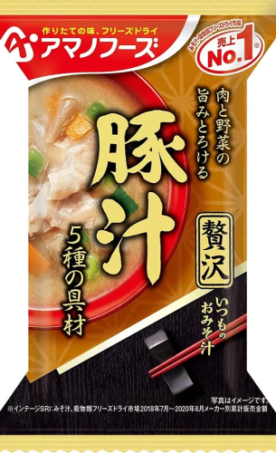 Amano instant miso zupa Tonjiru z wieprzowiną i warzywami, 12g | JaponiaCentralna.pl