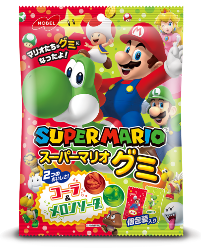 ノーベル スーパーマリオグミ コーラ＆メロンソーダ, 85g