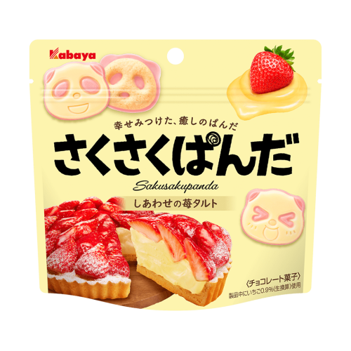 Kabaya Sakusaku Panda ciastka o smaku tarty truskawkowej, 43g | JaponiaCentralna.pl