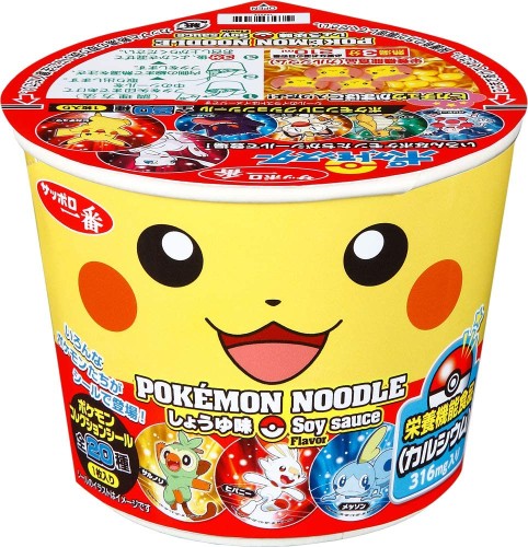 Sanyo Foods Pokémon instant Ramen o smaku sosu sojowego, 38g | JaponiaCentralna.pl