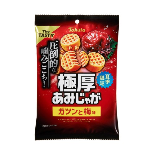 Tohato Amijaga ekstra grube chrupki ziemniaczane o smaku śliwki Ume, 45g | JaponiaCentralna.pl