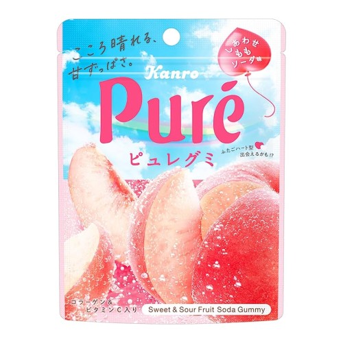 Kanro Puré żelki o smaku oranżady brzoskwiniowej, 52g | JaponiaCentralna.pl