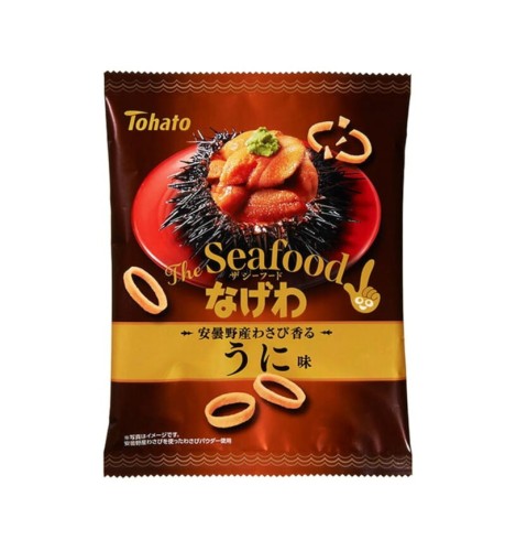 Tohato Nagewa chrupki o smaku owoców morza z aromatycznym jeżowcem i wasabi z Azumino, 50g  | JaponiaCentralna.pl