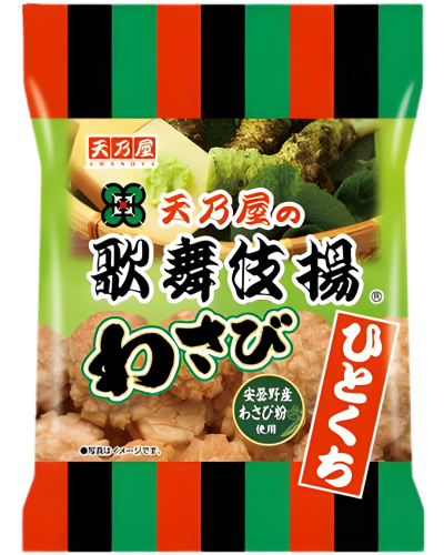 Amanoya Kabukiage mini krakersy ryżowe z Wasabi i słodkim sosem sojowym, 54g | JaponiaCentralna.pl