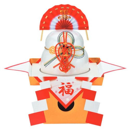 Maehara Seifun Kazaritsuke No Tema Nashi Kagami Mochi 4p (Round Rice Cake), 132g | JaponiaCentralna.pl