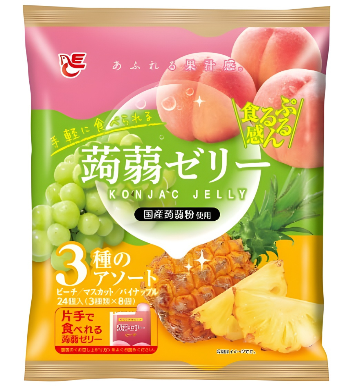 エースベーカリー 蒟蒻ゼリーピーチ・マスカット・パイナップル, 480 g
